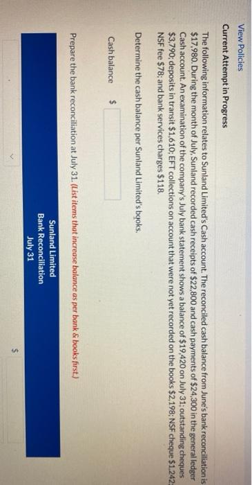  View Policies Current Attempt in Progress The following information relates to