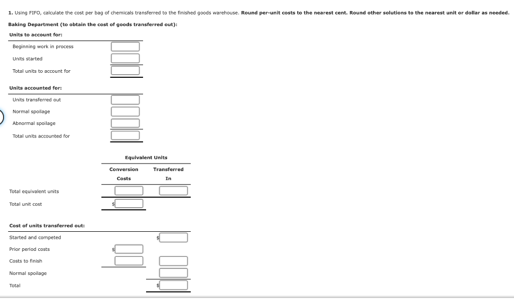 Measures, Multiple Departments Grayson Company produces an industrial chemical used for cleaning