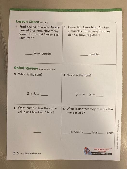 and solve problemoving in and to 4 1. Adam had 12 trucks.