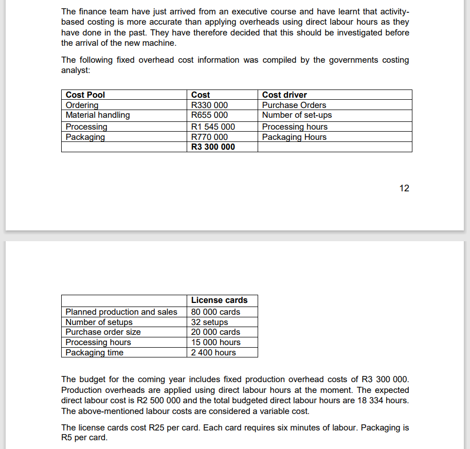 1) Discuss whether you agree with direct labour hours being used as