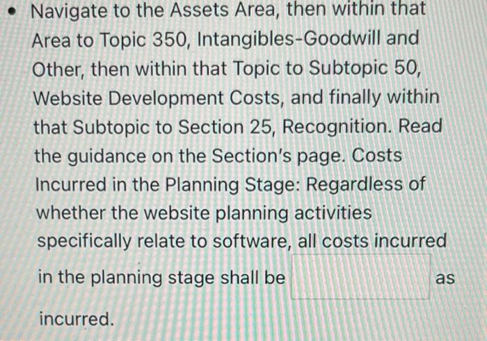  Please help Navigate to the Assets Area, then within that Area
