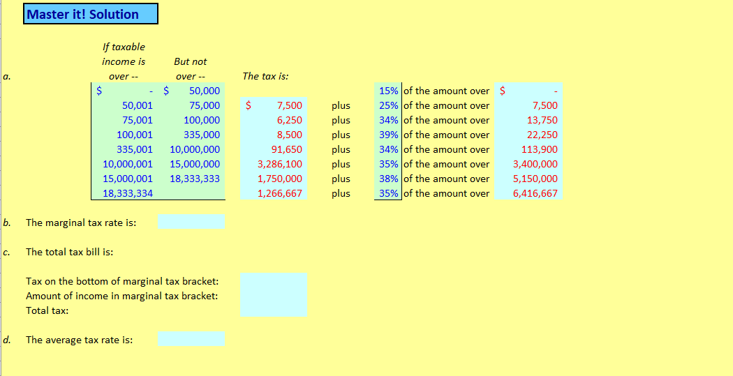 VLOOKUP function. However, calculating the total tax bill is a little more