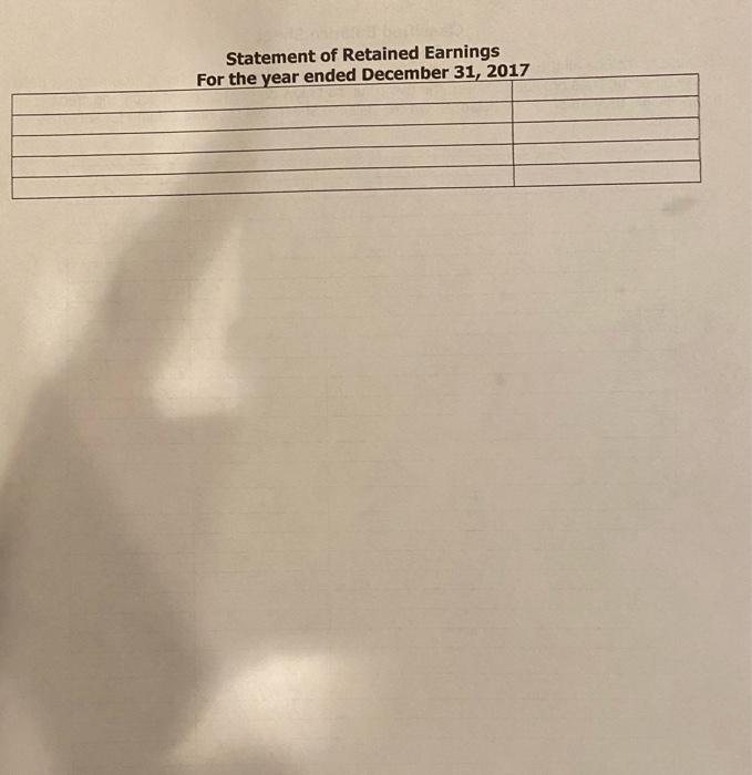 Adjusted Trial Balance December 31, 2017 DEBIT 5,000 8,460 CREDIT 250 500