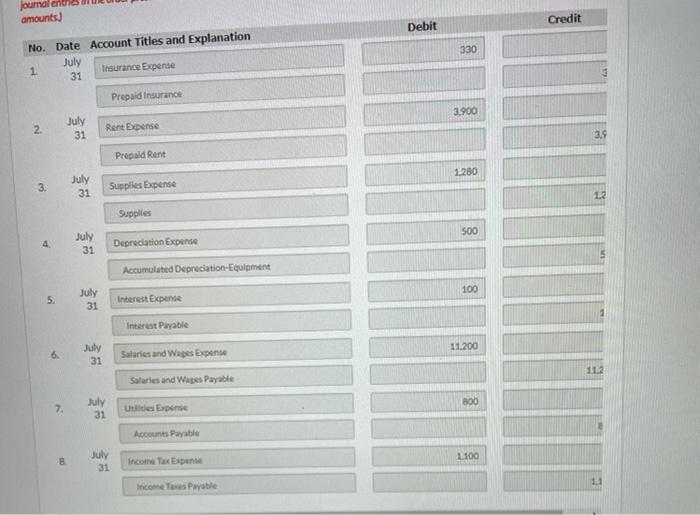 (Post entries in the order of journal entries presented in the previous