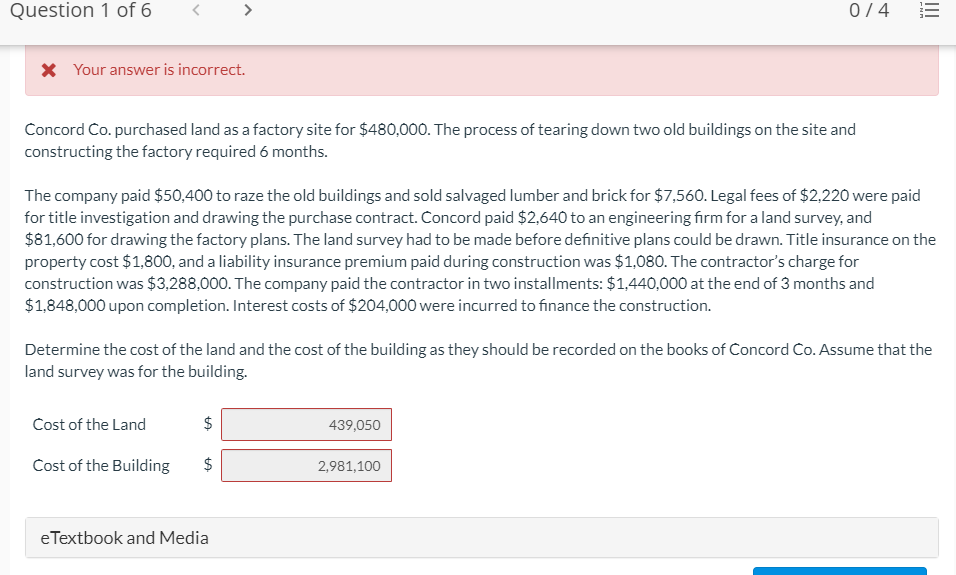  Question 1 of 6 > 014 111 * Your answer is