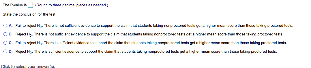 results are shown in the table. Assume that the two samples are
