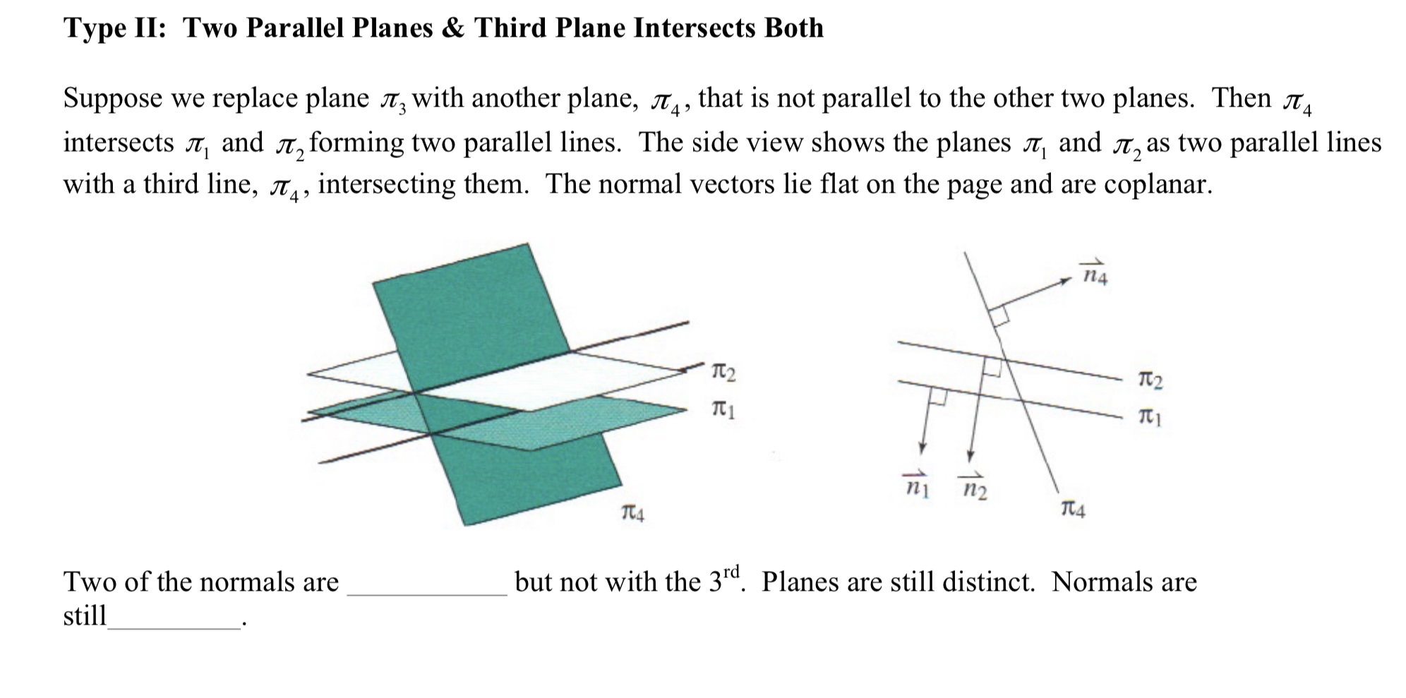 Type II: Two Parallel Planes & Third Plane Intersects Both Suppose