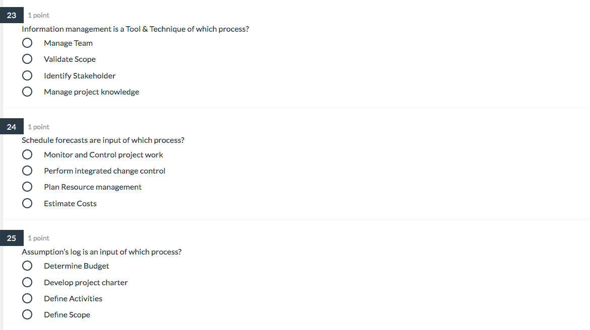can someone please help me with these project management questions thank you