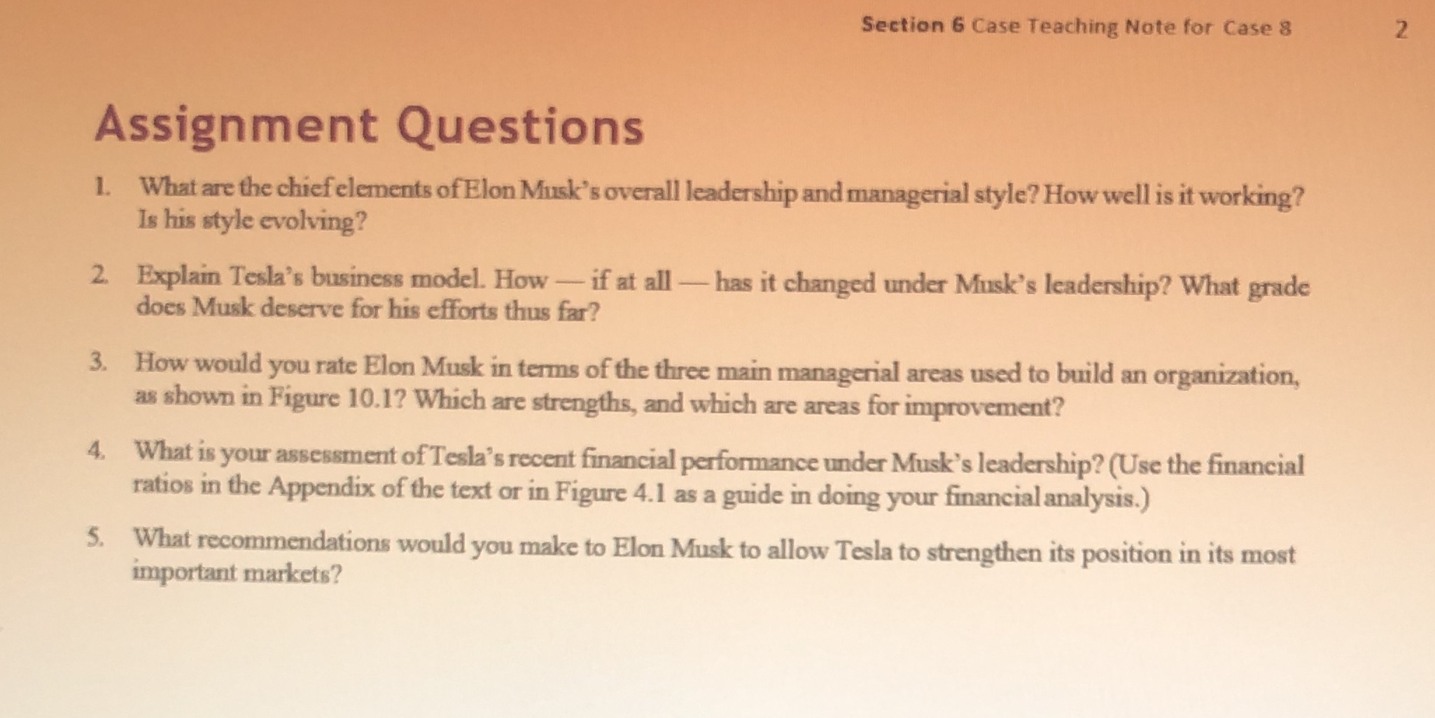 Section 6 Case Teaching Note for Case 8 2 Assignment Questions