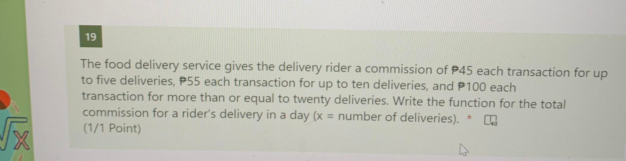 situations: Use the Math formula features when writing the function notation. For