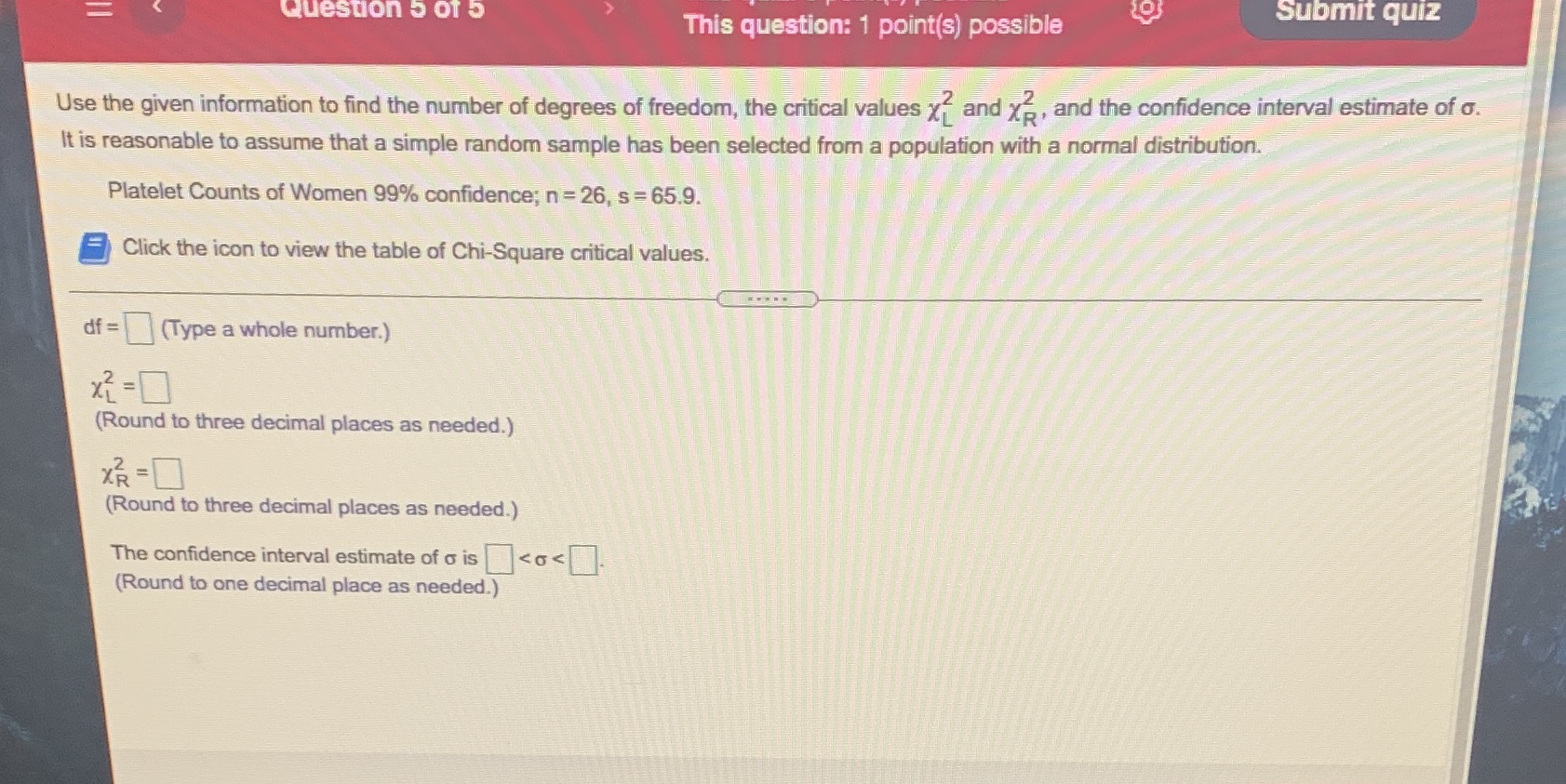  Question 5 Of 5 This question: 1 point(s) possible Submit quiz