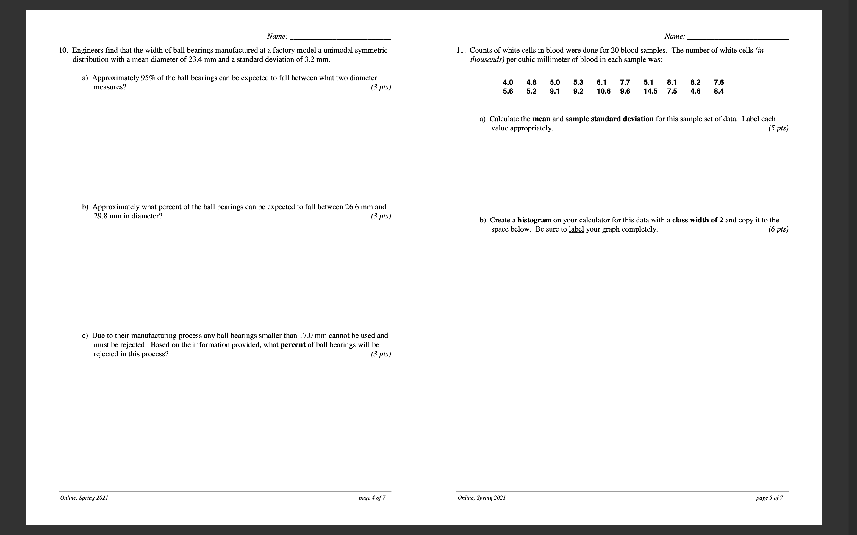 and 78? (2 pts each) a) 25% b) 50% c) 68% d)