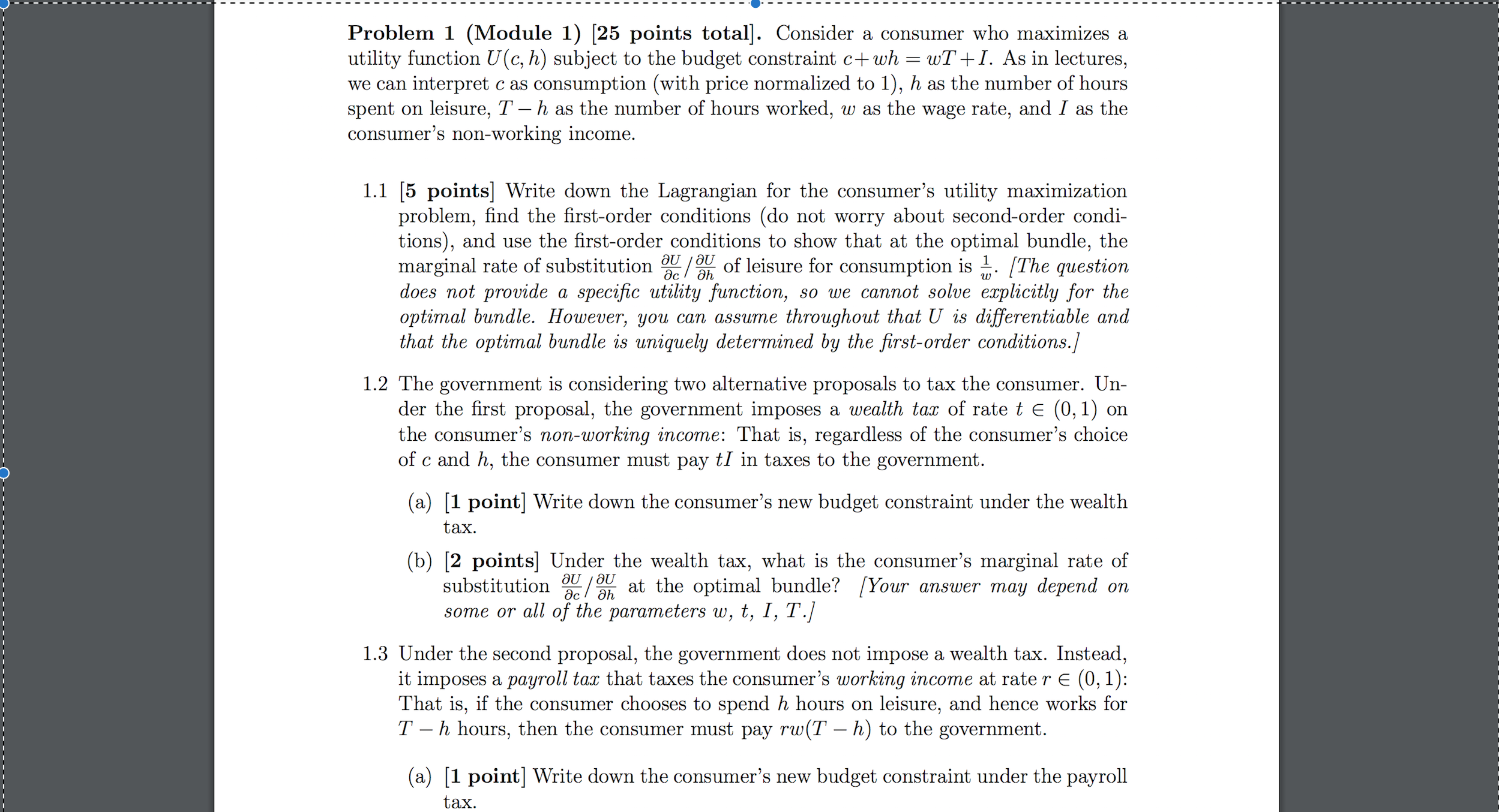 Need help with this question. Problem 1 (Module 1) [25 points total].
