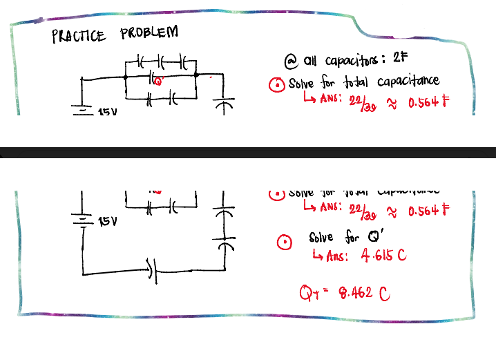 Please explain this.Topic: SERIES-PARALLEL CONNECTED CAPACITORS PRACTICE PROBLEM @ all capacitors :