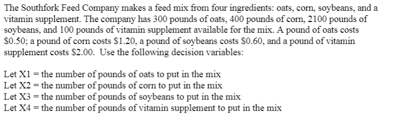 What would be the objective function for this linear programming problem to