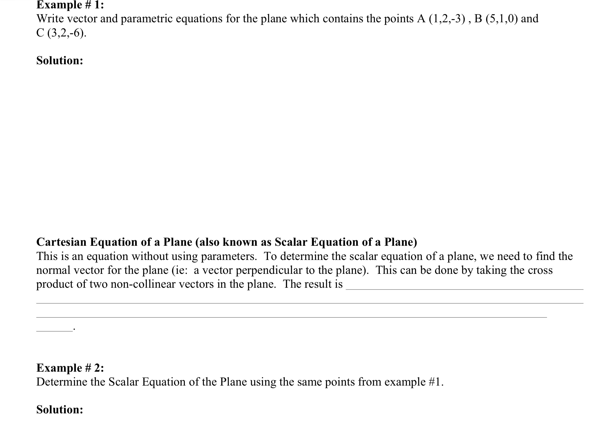 shows the plane passing through the point A (-2,5,3) and contains the