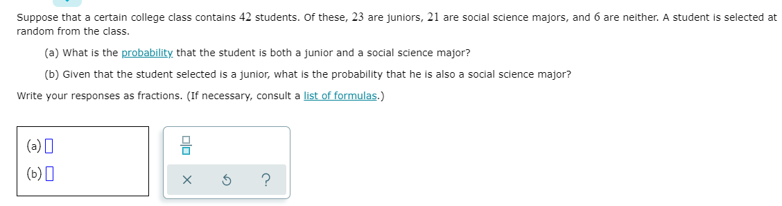Intersection and conditional probability question Suppose that a certain college class contains