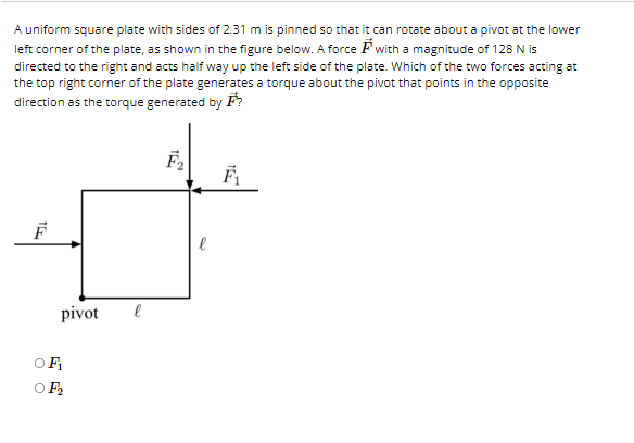 force F? :3 l 4 DE DE A physical pendulum has a