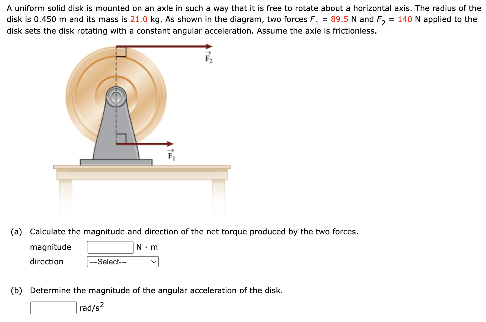  A uniform solid disk is mounted on an axle in such