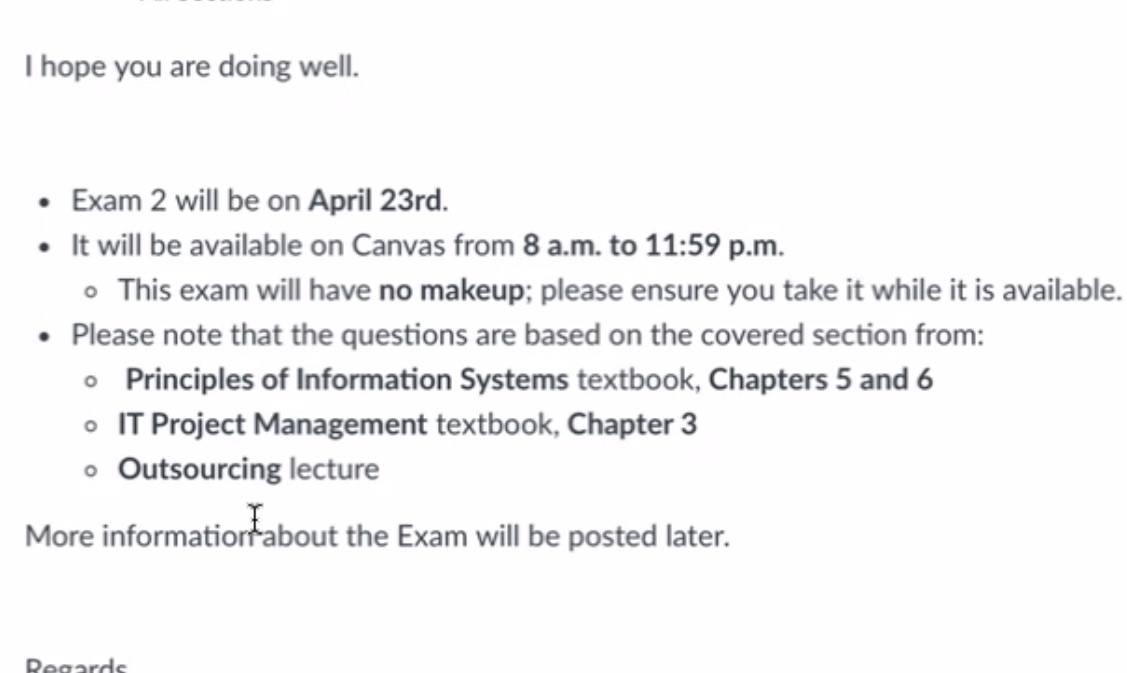  | hope you are doing well. e Exam 2 will be