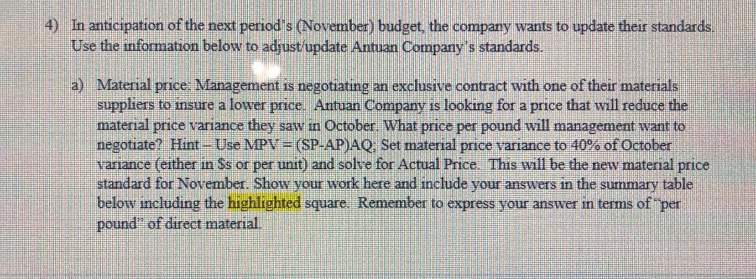  Need help with the four highlighted boxes in question # 4.