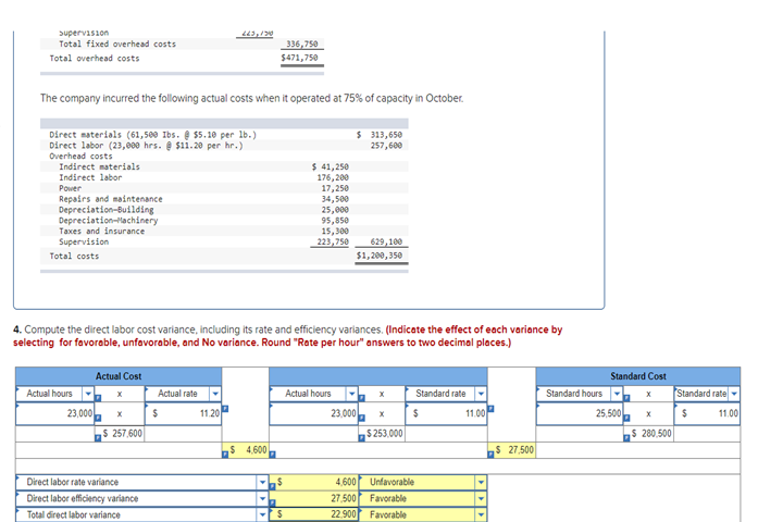 company wants to update their standards. Use the information below to adjust