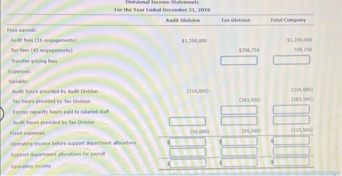 a given dient in either audit or tax for a given year.