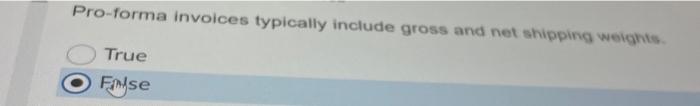 Pro-forma invoices typically include F/"se