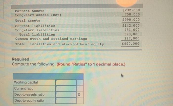  Current assets Long-term assets (net) Total assets Current liabilities Long-term liabilities