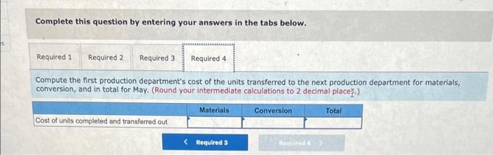 production department is added at the beginning of processing in that department.