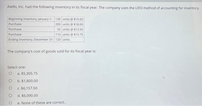 Marked out A company reported cost of goods sold of $826,800 for