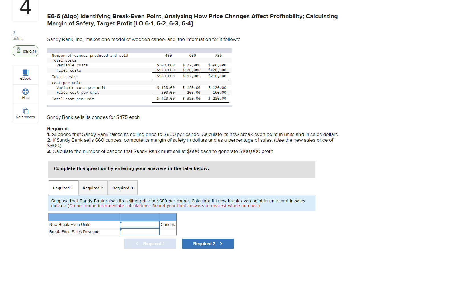 4 E6-6 (Algo) Identifying Break-Even Point, Analyzing How Price Changes Affect