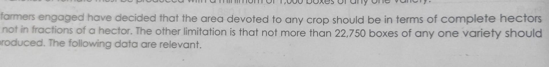 all four varieties, but the remaining 28 hectors are suitable for growing