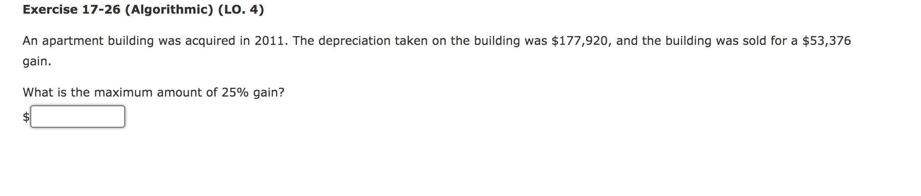  Exercise 17-26 (Algorithmic) (LO. 4) An apartment building was acquired in