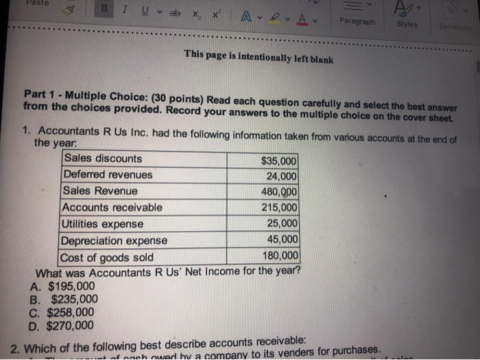  Paste BI U rab x x Al Al Paragraph Styles Sensitivity