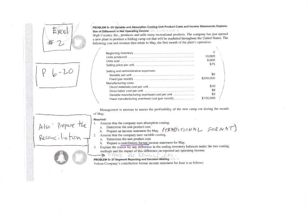 Only answer question 3 please Excel #2 P 6-20 Also Prepare the