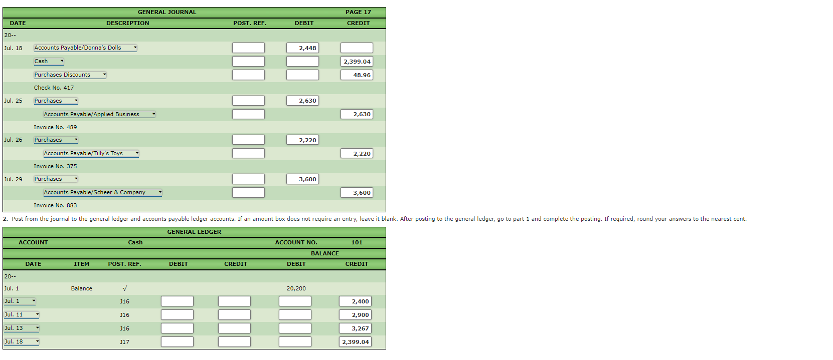 use it. Purchases and Cash Payments Transactions Emily Frank owns a small