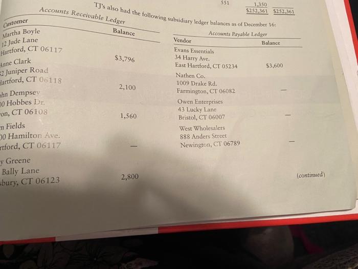 half of December 2021, TK's Farm Shop engaged in the following transactions: