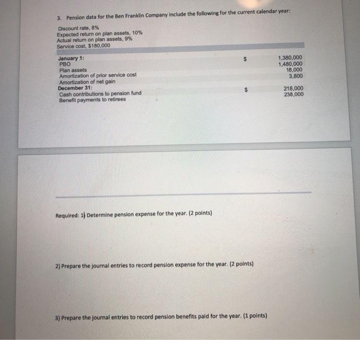  1 question 3 parts , thanks 3. Pension data for the