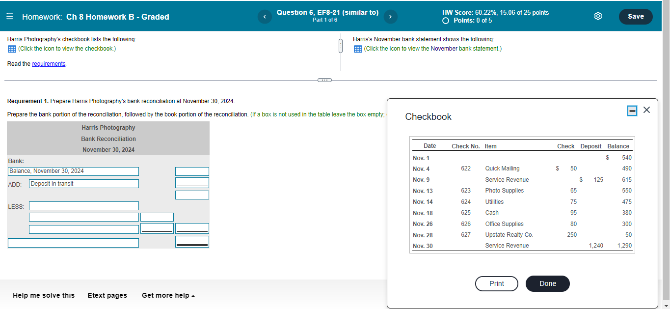  = Homework: Ch 8 Homework B - Graded Question 6, EF8-21