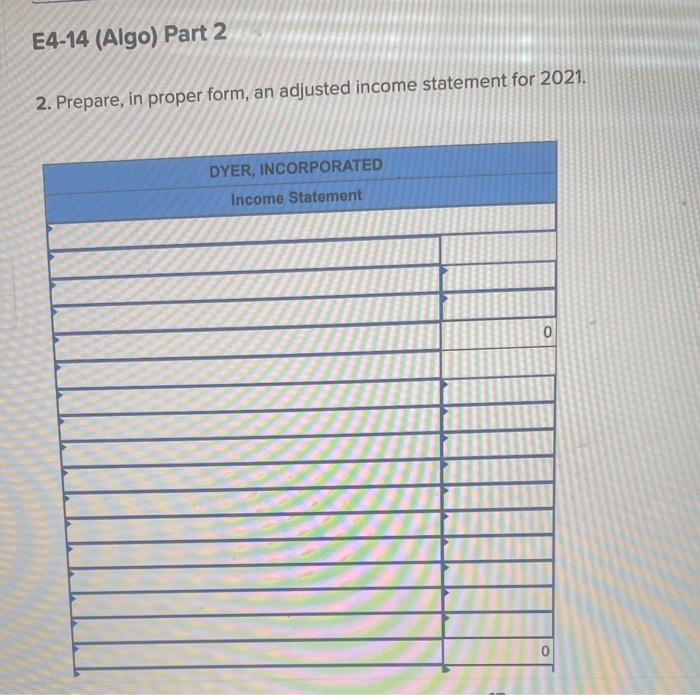 Income Statement (LO 4-2, LO 4-4, LO 4-6) (The following information applies