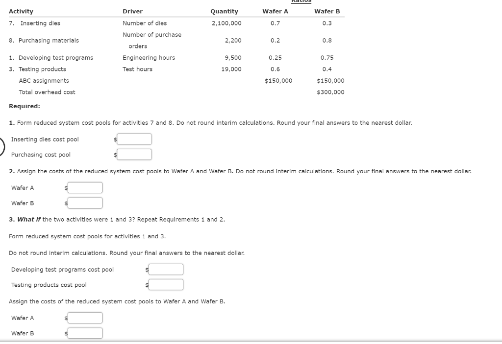  Driver Wafer A Wafer B Activity 7. Inserting dies Quantity 2,100,000