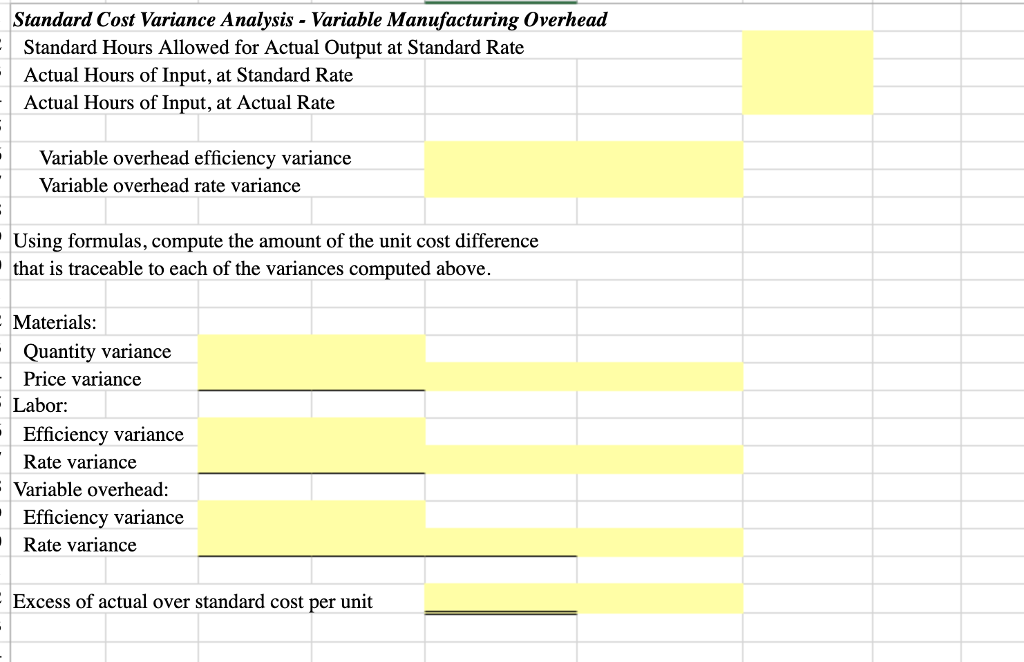 its actual cost data for the month. The Controller has asked you