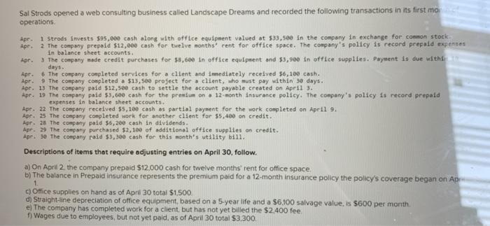  please help create a general journal, income statement, balance sheet Apr