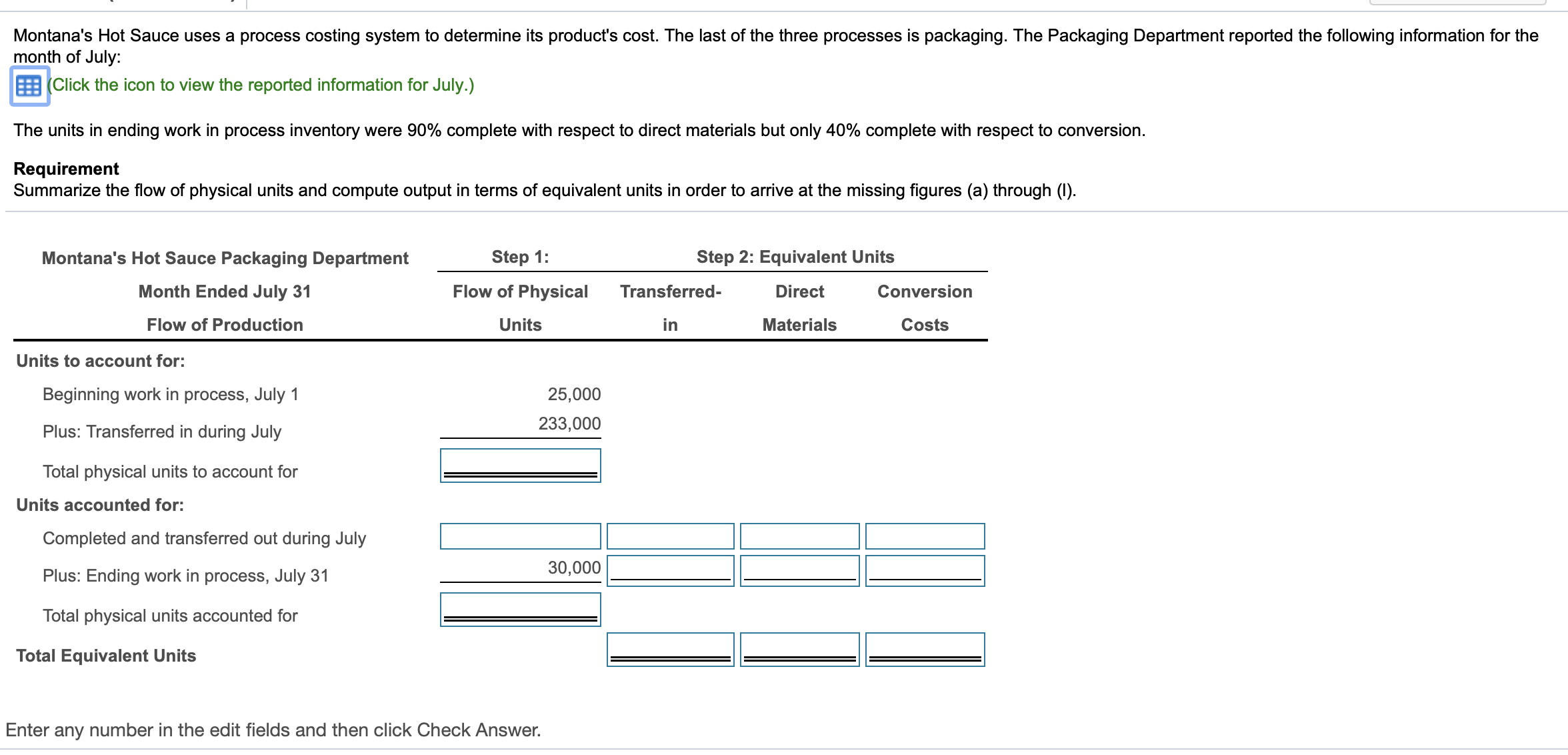 C D E cal ur 1 Montana's Hot Sauce Packaging Department Step