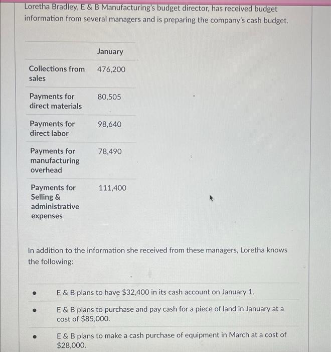 how would I do this problem? fill in each blank. Loretha Bradley,