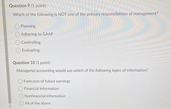 i need help WITHIN 5 MINUTES PLEASE!! Question 9 (1 point) Which