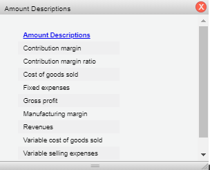 Can I get help with this problem? Amount Descriptions Amount Descriptions Contribution
