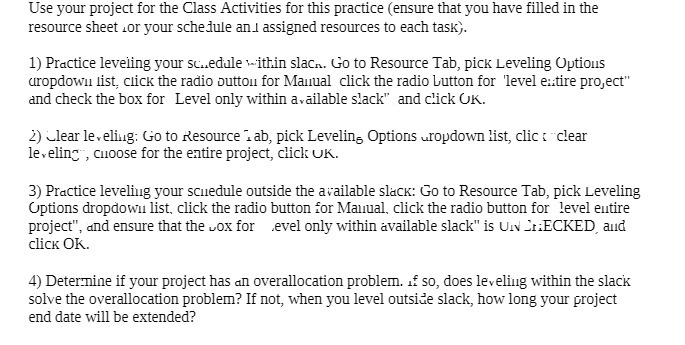  Use your project for the Class Activities for this practice (ensure