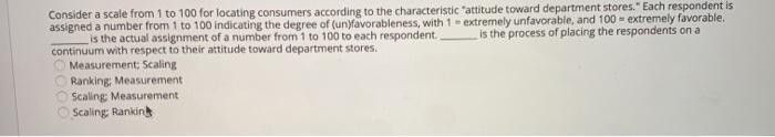  Consider a scale from 1 to 100 for locating consumers according